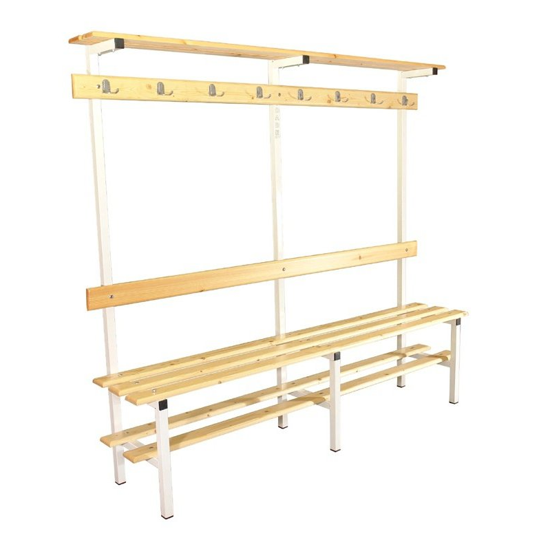 Heavy Duty Multi-Functional Bench with Coat Hooks - Galvanized Steel Frame for Gym Locker Rooms, Bathrooms & Changing Areas