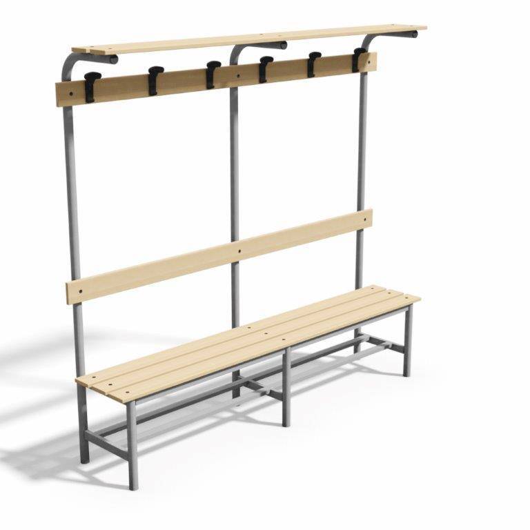 Heavy Duty Multi-Functional Bench with Coat Hooks - Galvanized Steel Frame for Gym Locker Rooms, Bathrooms & Changing Areas
