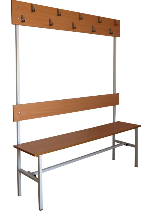 Heavy Duty Multi-Functional Bench with Coat Hooks - Galvanized Steel Frame for Gym Locker Rooms, Bathrooms & Changing Areas