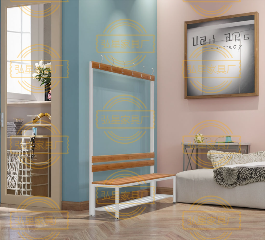 Corrosion Resistant Stainless Steel Bench with Hooks - Perfect for Bathrooms and Wet Environments