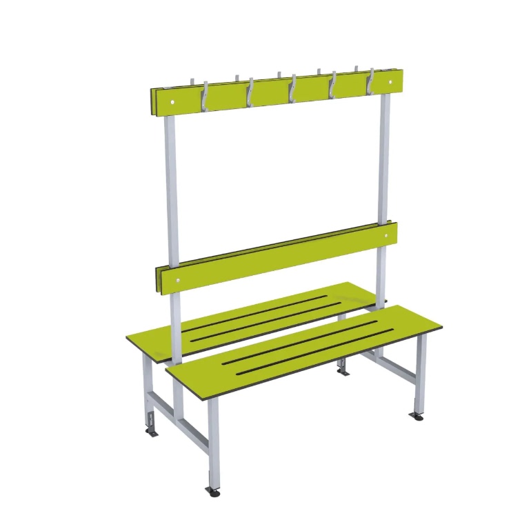 Double-Sided Dressing Bench - Galvanized Steel Frame & Compact Laminate (HPL) Seat for Gym Locker Rooms