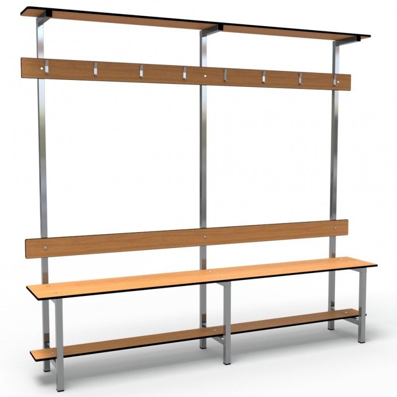 Single-Sided Dressing Bench - Galvanized Steel Frame & Waterproof Compact Laminate (HPL) Seat for Gym Locker Rooms