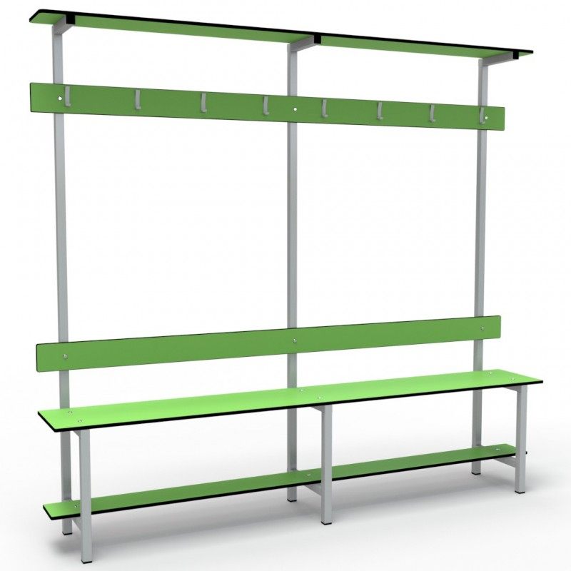 Single-Sided Dressing Bench - Galvanized Steel Frame & Waterproof Compact Laminate (HPL) Seat for Gym Locker Rooms