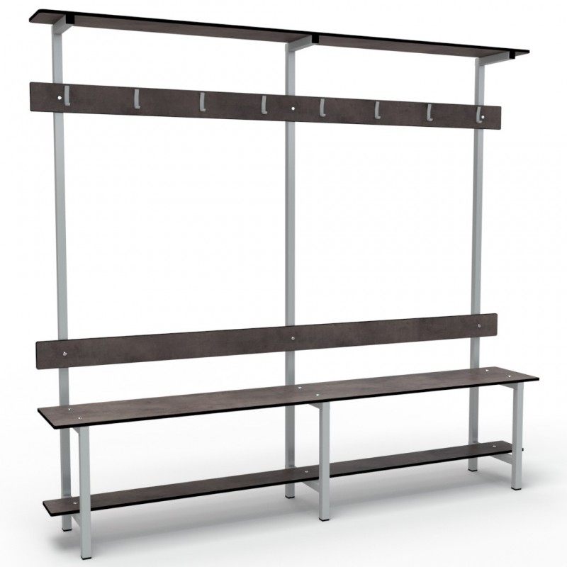 Single-Sided Dressing Bench - Galvanized Steel Frame & Waterproof Compact Laminate (HPL) Seat for Gym Locker Rooms