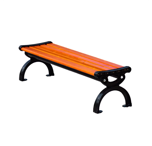 Commercial Grade Wooden Slat Outdoor Bench – Heavy-Duty Cast Iron Frame for Parks & Public Spaces