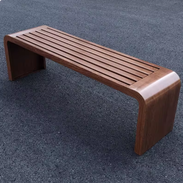 Outdoor Metal Bench Park Chair Long Bench Wood Grain