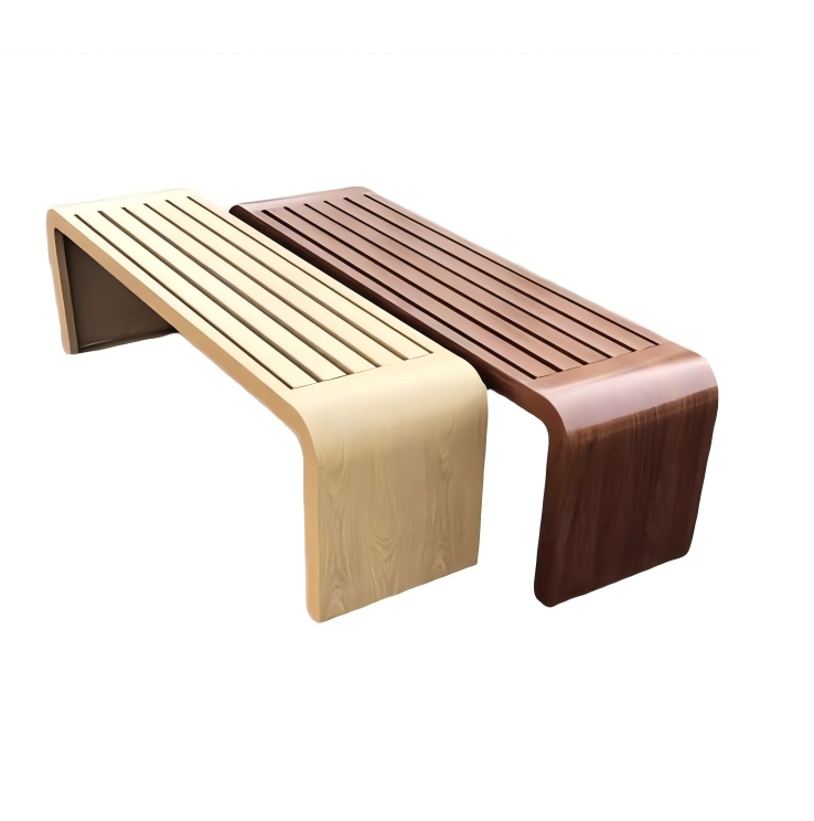 Outdoor Metal Bench Park Chair Long Bench Wood Grain
