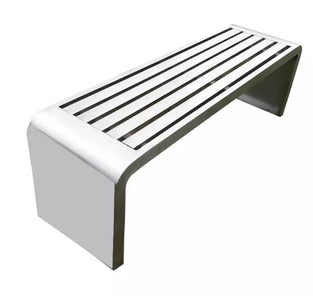 Commercial Grade White Slatted Outdoor Bench – Heavy-Duty All-Weather Seating for Parks, Malls & Office Courtyards
