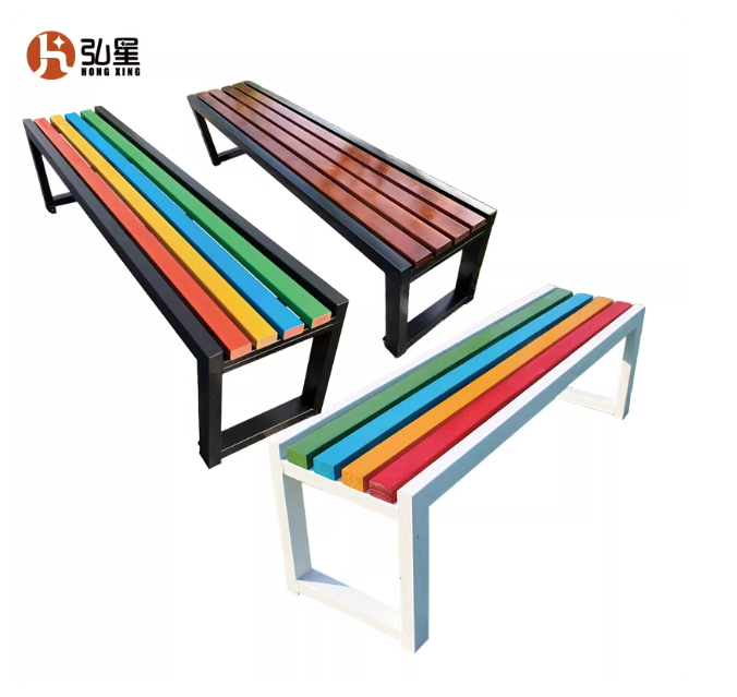Wholesale Multicolor & Natural Wood Slatted Outdoor Bench Set – Commercial Grade Seating for Parks, Schools & Retail Spaces