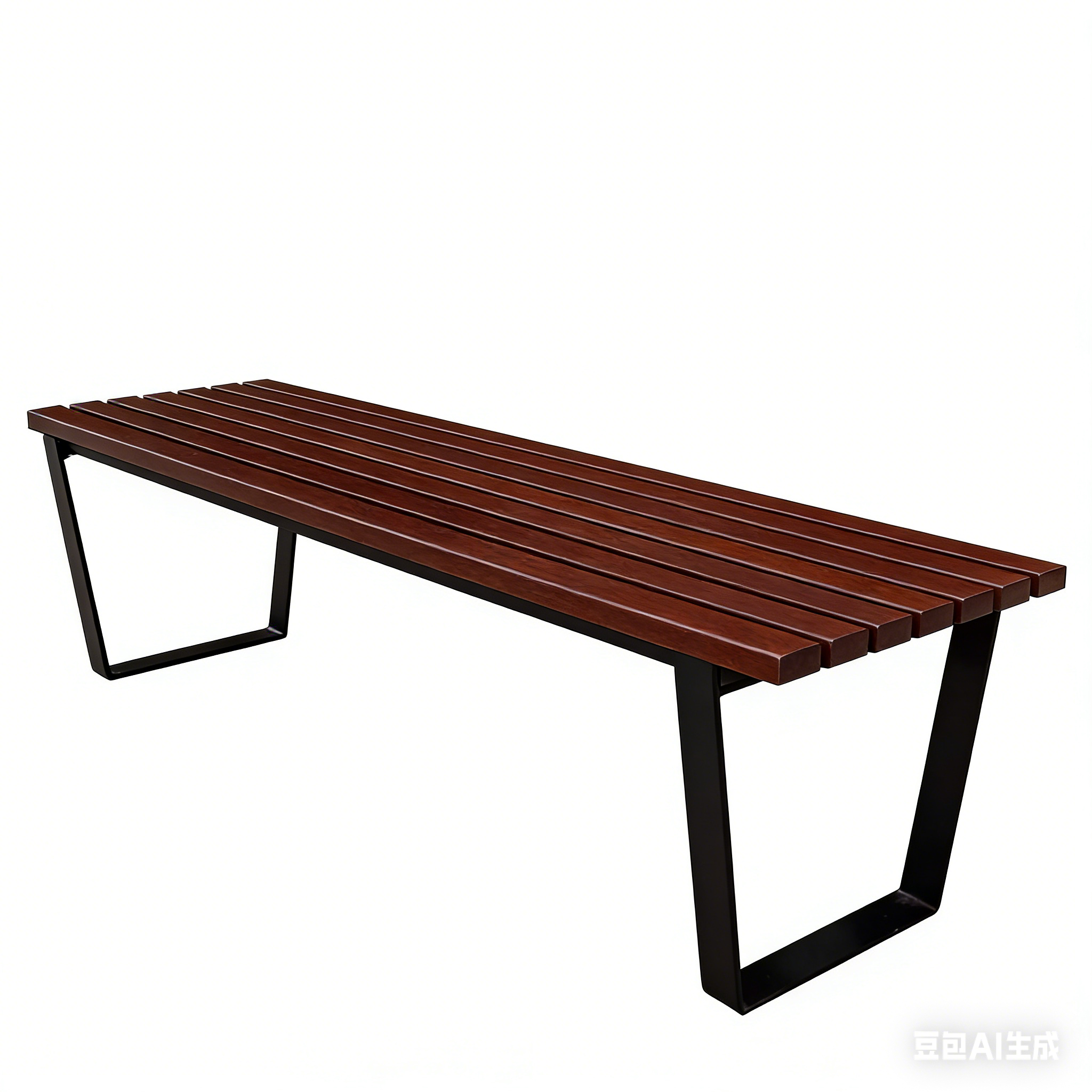 Modern Slatted Yellow Outdoor Bench with Black Metal Frame – Weather Resistant Patio Seating