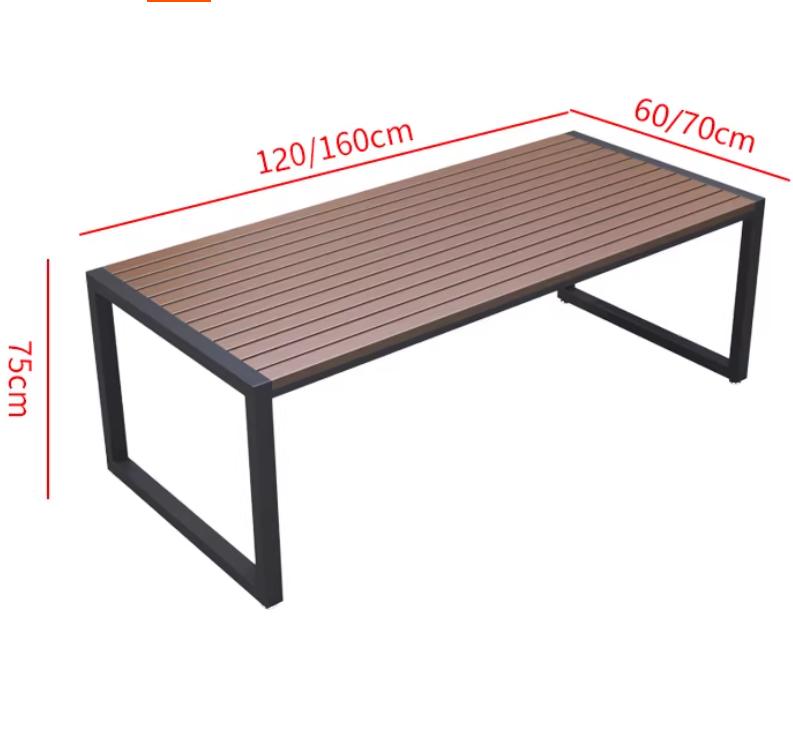 Modern Slatted Wood & Metal Outdoor Dining Set for Backyards & Patios