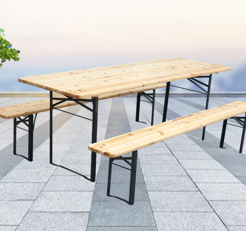 Beer Table and Chairs Outdoor Patio Leisure Table and Stool Set Park BBQ Folding Table and Chairs Dining Table and Chair Set