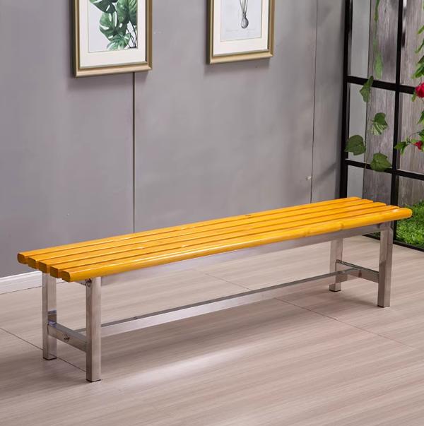 Solid Wood Long Bench Park Chair Outdoor Bench Mall Locker Room Shoe Changing Bench Bathroom Rest Bench Stainless Steel Long Bench