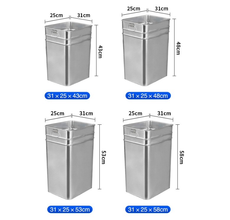 Outdoor Trash Can Inner Bucket Galvanized Steel Sheet Outdoor Waste Bin Inner Cylinder Round Square Iron Bucket Trash Can Liner