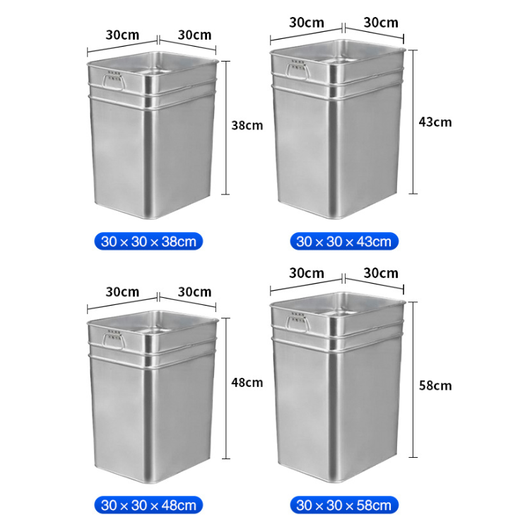 Outdoor Trash Can Inner Bucket Galvanized Steel Sheet Outdoor Waste Bin Inner Cylinder Round Square Iron Bucket Trash Can Liner