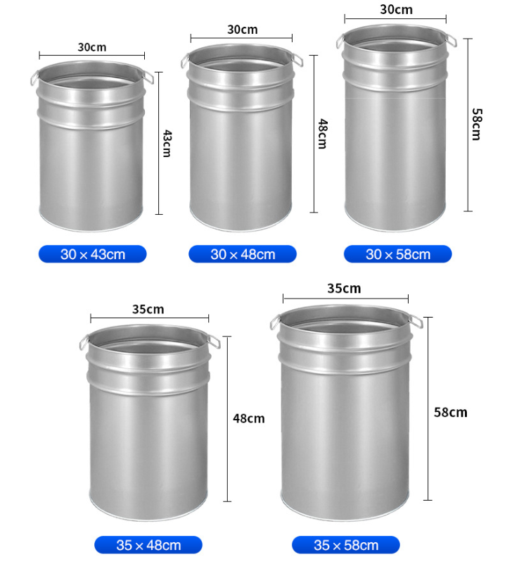Outdoor Trash Can Inner Bucket Galvanized Steel Sheet Outdoor Waste Bin Inner Cylinder Round Square Iron Bucket Trash Can Liner