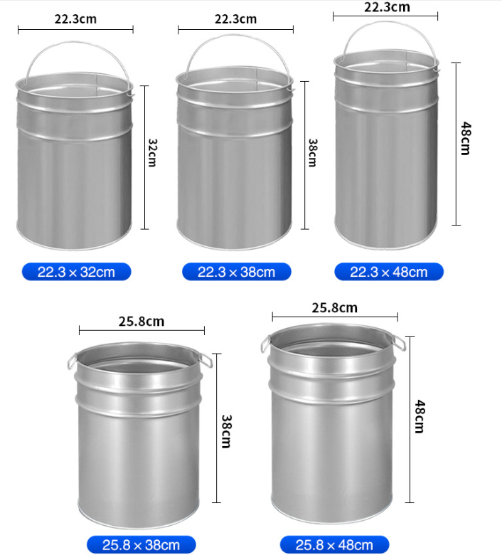 Outdoor Trash Can Inner Bucket Galvanized Steel Sheet Outdoor Waste Bin Inner Cylinder Round Square Iron Bucket Trash Can Liner