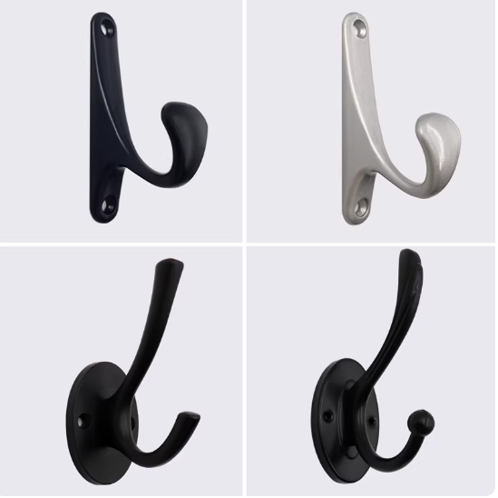 Single Hook Clothes Hanger for Closet, Indoor Bedroom Wall, Gold Coat Hook, Heavy Duty, Entryway, Black, No Drilling Required