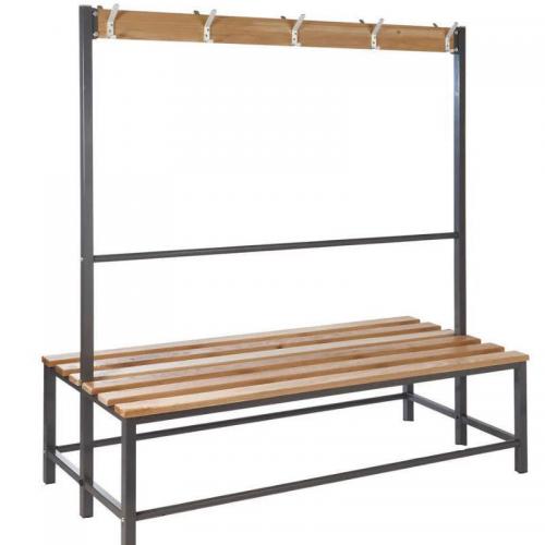 Bathroom Fitness Nordic Style Iron Art Solid Wood Shoe Changing Stool with Hooks and Clothes Rack, Can Hang Clothes, Long Bench