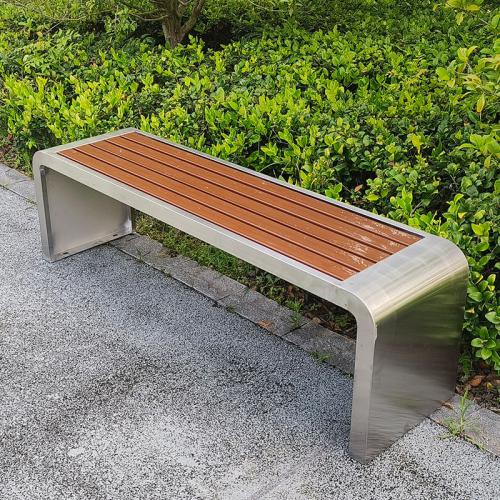 Anticorrosive Wood Stainless Steel Park Bench Outdoor Long Bench Leisure Chair Courtyard Long Bench Solid Wood Long Stool Long Bench