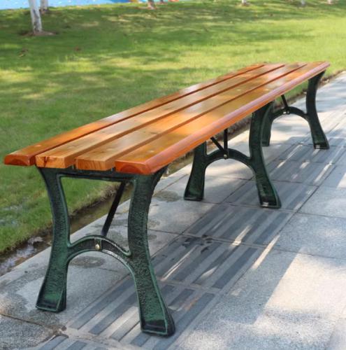 Park Bench Outdoor Long Bench Iron Art Long Chair Courtyard Leisure Anti-Corrosion Solid Wood Bench