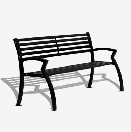 Heavy-Duty Metal Slat Outdoor Bench with Backrest & Armrests – All-Weather Park Bench