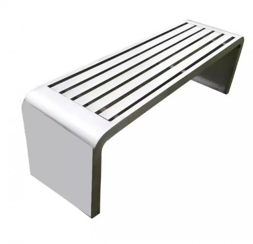Commercial Grade White Slatted Outdoor Bench – Heavy-Duty All-Weather Seating for Parks, Malls & Office Courtyards