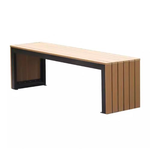 Modern Teak Slatted Outdoor Bench with Black Metal Frame – Weather-Resistant Patio & Garden Seating